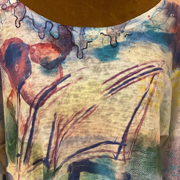 ET LOIS Artistic Multicolor Three Quarter Sleeve Blouse - Picture 3 of 11